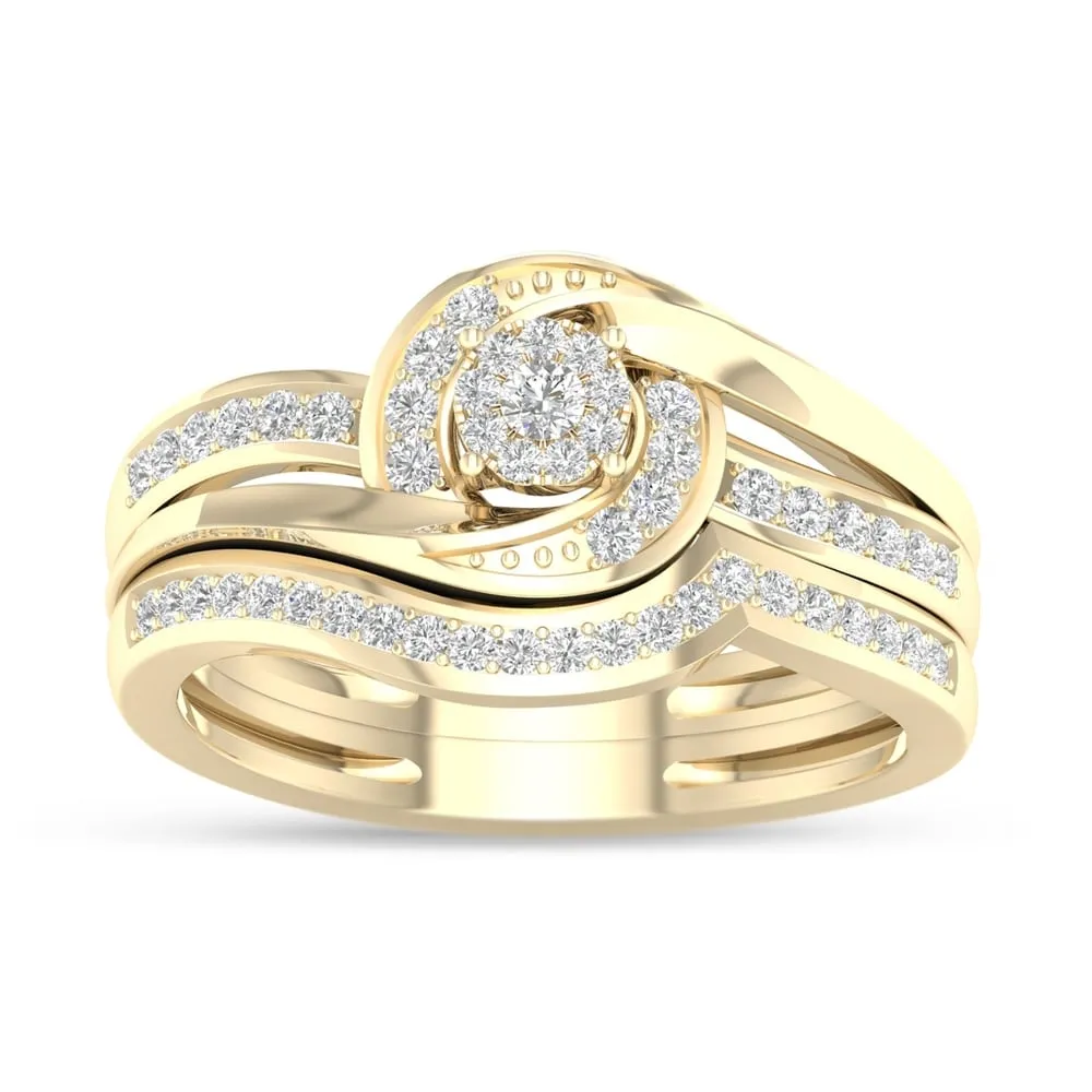 De Couer IGI Certified 10k Yellow Gold 1/3ct TDW Diamond Cluster Engagement Ring Set with One Band sold by Zulily product image thumbnail 3