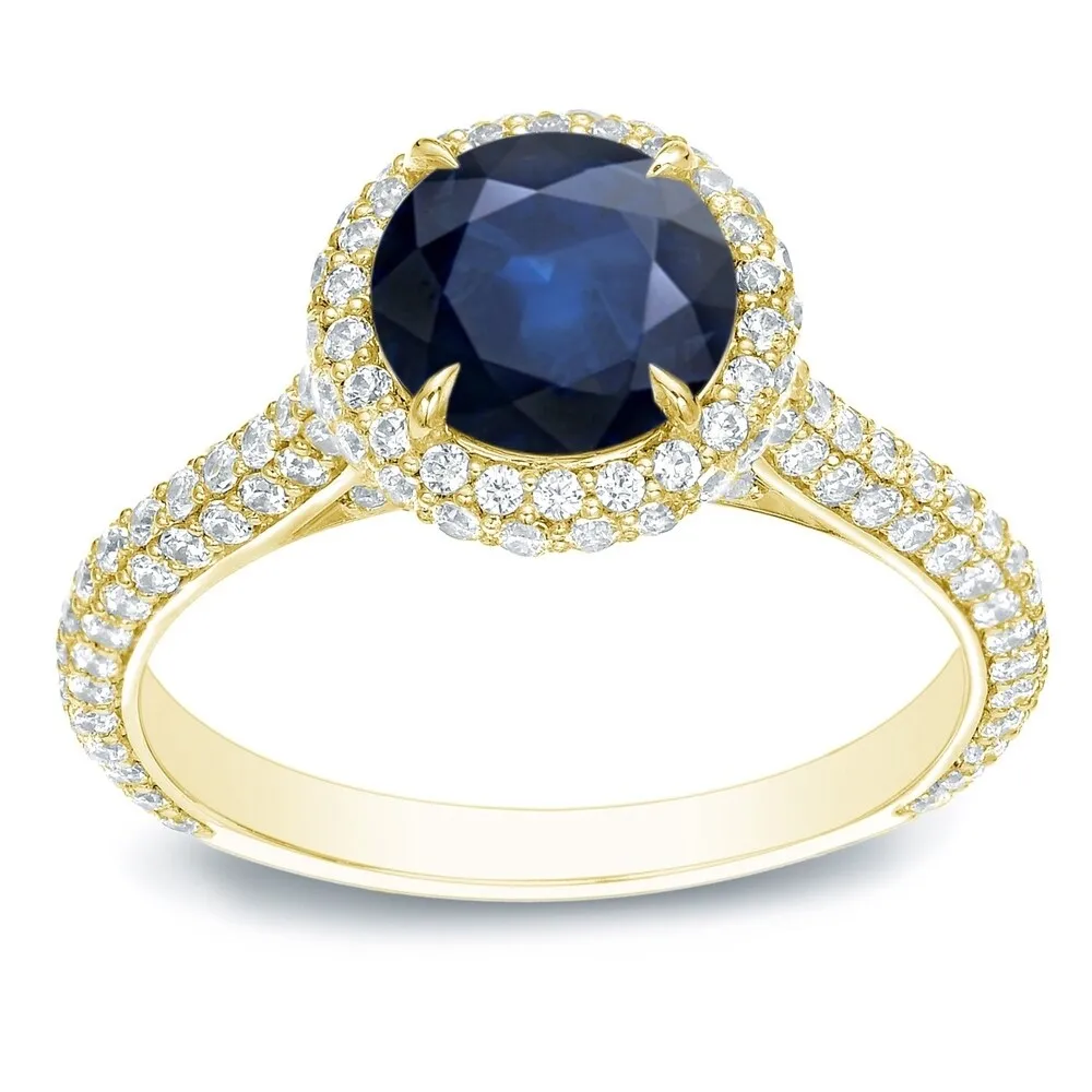 Auriya 14k Gold 3/4ct Blue Sapphire and Pave Halo Diamond Engagement Ring 1 1/4ctw sold by Zulily product image thumbnail 5