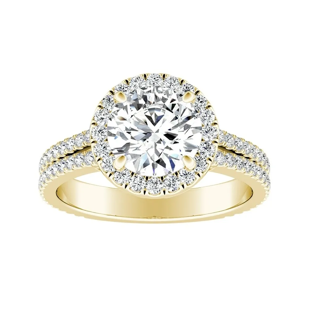 Auriya 14k Gold 2 1/2ct Moissanite and 5/8ctw Halo Diamond Engagement Ring sold by Zulily product image thumbnail 2