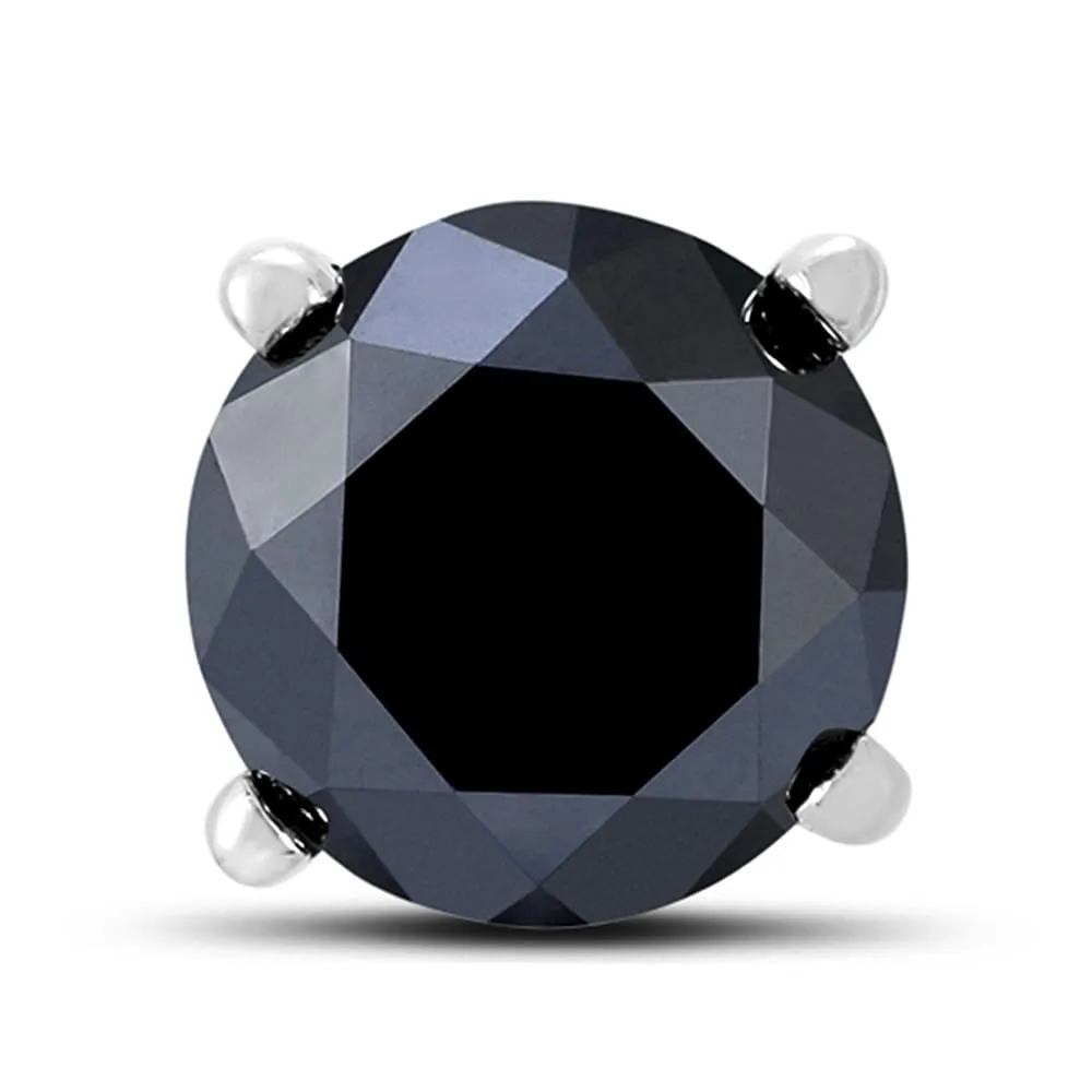 1/2 Carat Round Single Solitaire Black Diamond Stud Earring in 10K White Gold sold by Zulily
