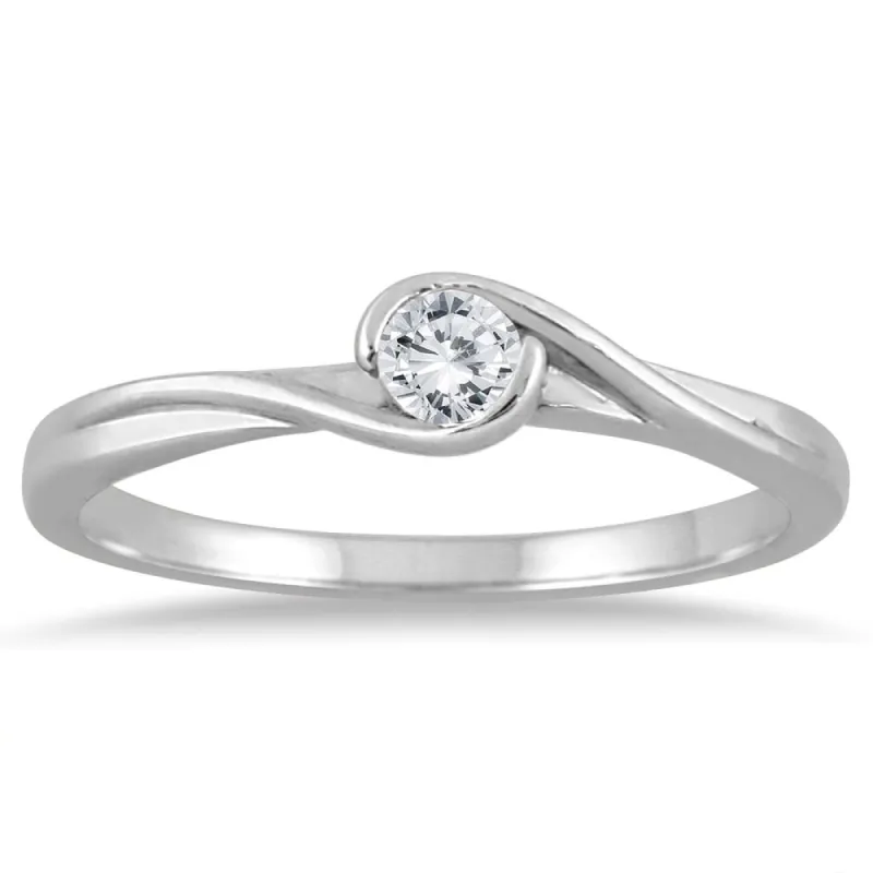 1/6 Carat Diamond Solitaire Ring in 10K White Gold made by Zulily