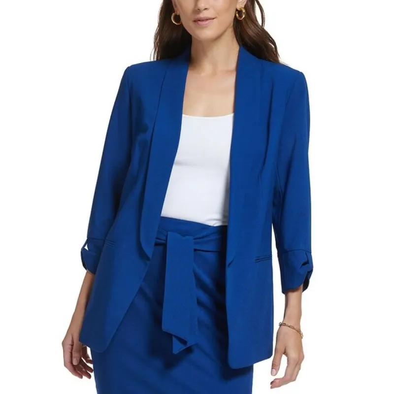 DKNY Women's Madison Tab Sleeve One Button Blazer Blue Size 4 Petite sold by Zulily