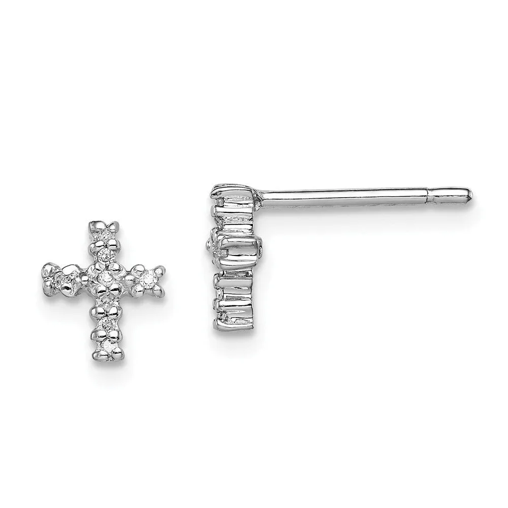 Curata 925 Sterling Silver 7x6mm Small Diamond Cross Post Earrings sold by Zulily
