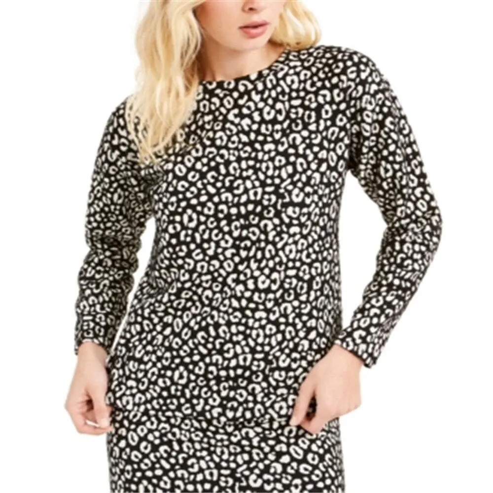 Michael Kors Women's Crewneck Animal Prinrt Top Black Size Petite Large sold by Zulily