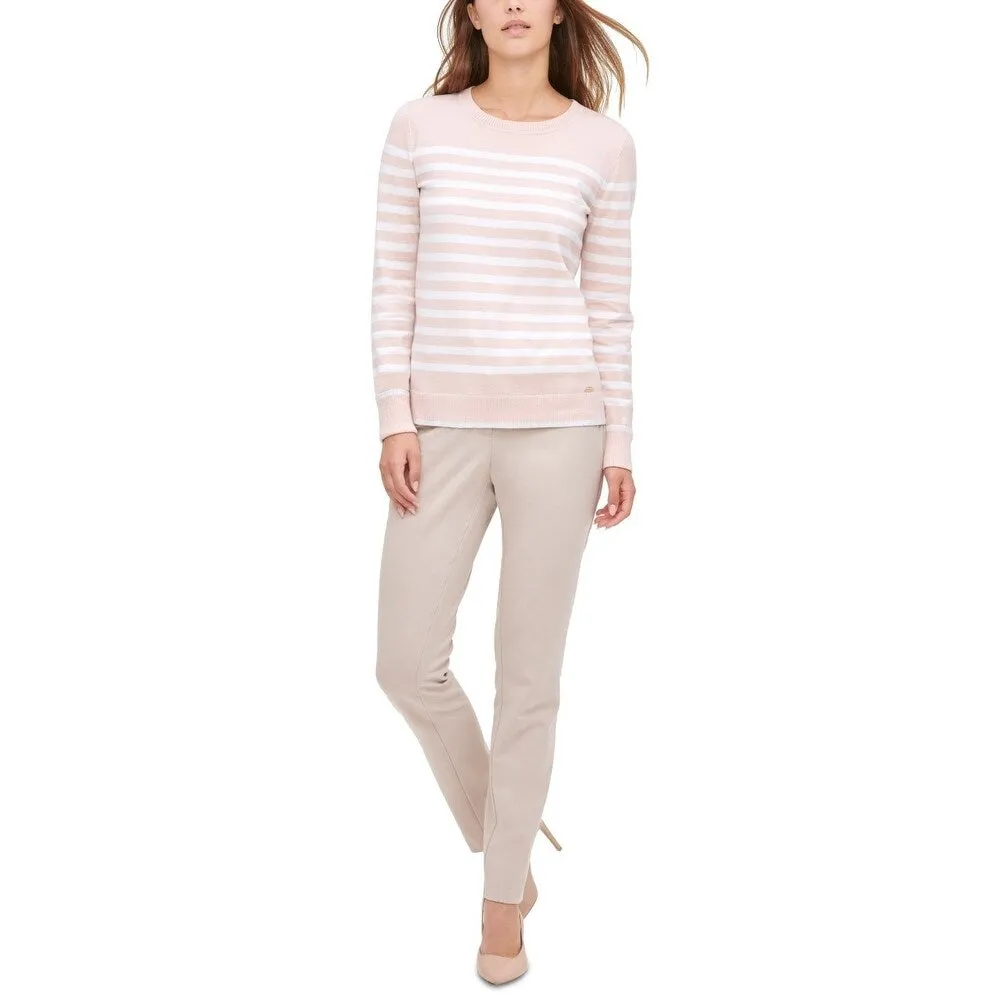 Calvin Klein Women's Striped Crewneck Sweater Pink Size X-Large sold by Zulily