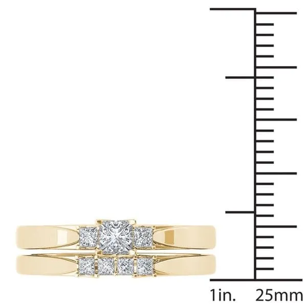 De Couer 14k Yellow Gold 1/2ct TDW Diamond Three-Stone Engagement Ring Set with One Band sold by Zulily product image thumbnail 4