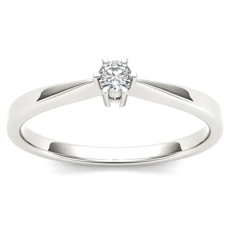 De Couer 10k White Gold 1/10ct TDW Diamond Classic Engagement Ring - White H-I - White H-I sold by Zulily