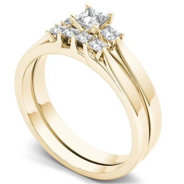 De Couer 14k Yellow Gold 1/2ct TDW Diamond Three-Stone Engagement Ring Set with One Band sold by Zulily product image thumbnail 2
