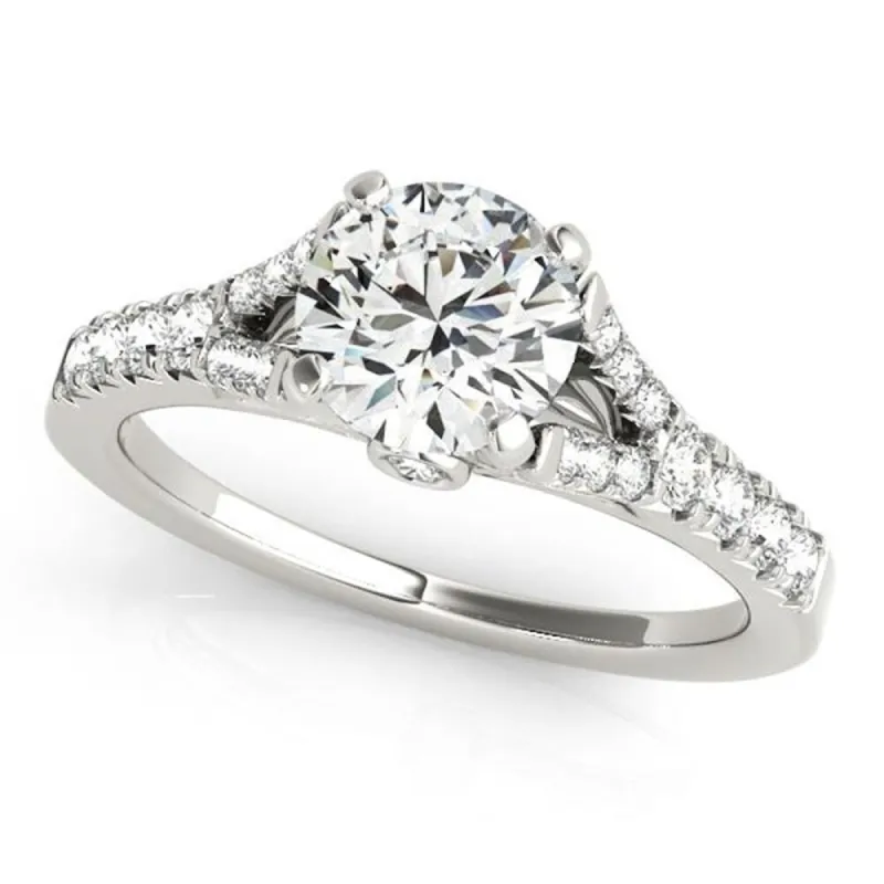 Auriya Round 1/2ct Moissanite and 3/8ctw Side Stone Diamond Engagement Ring 14K Gold sold by Zulily