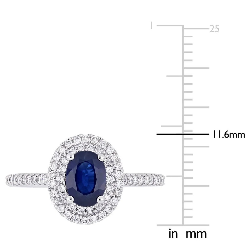 Miadora 14k White Gold Blue Sapphire and 1/3ct TDW Diamond Double Halo Ring sold by Zulily product image thumbnail 4