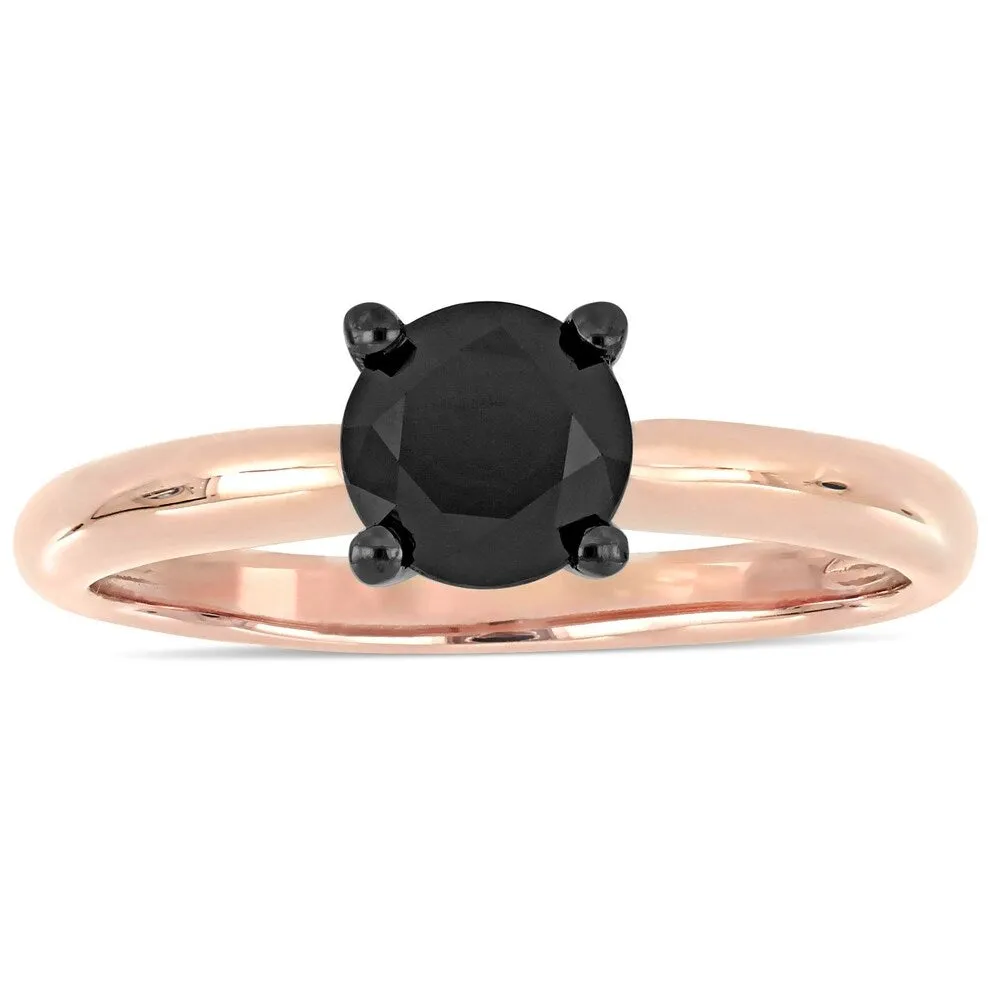 Miadora 14k Rose Gold with Black Rhodium 1ct TDW Black Diamond Solitaire Ring sold by Zulily product image thumbnail 2