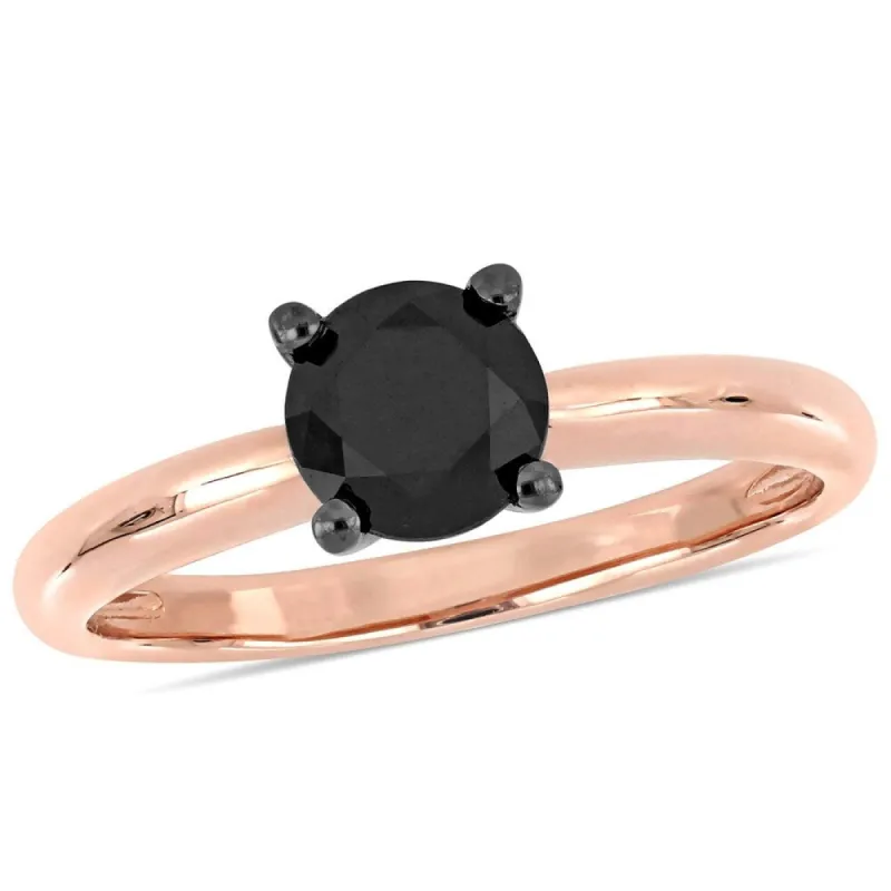 Miadora 14k Rose Gold with Black Rhodium 1ct TDW Black Diamond Solitaire Ring sold by Zulily