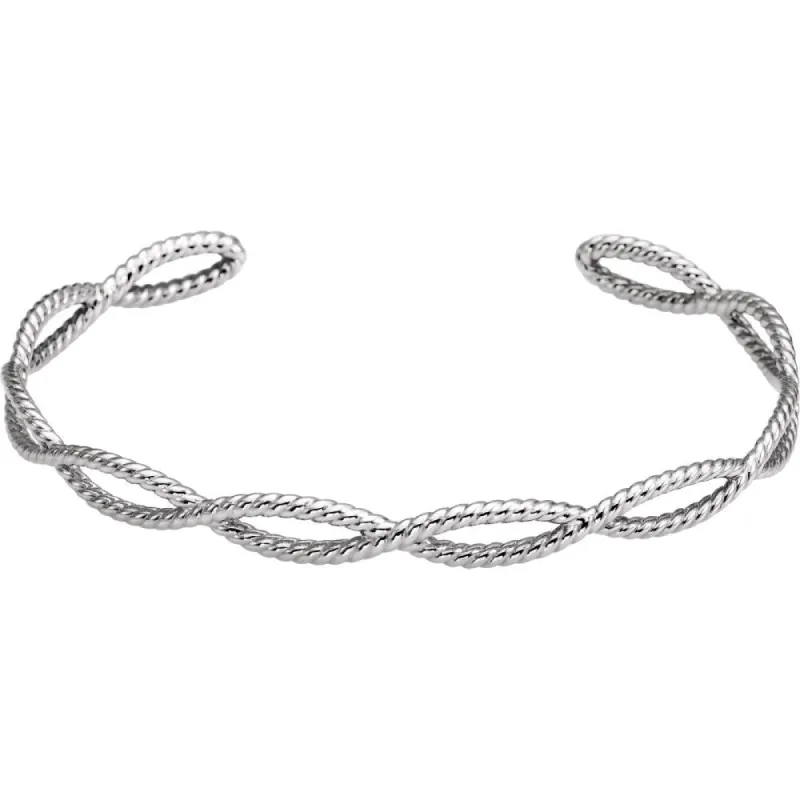 Curata 925 Sterling Silver Intertwined Rope Adjustable Cuff Bracelet sold by Zulily