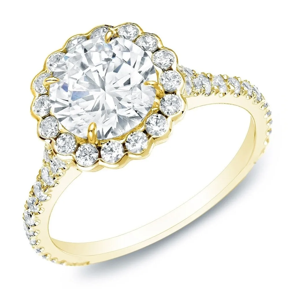 Auriya 14k Gold 1 1/2 carat TW Round Halo Diamond Engagement Ring sold by Zulily