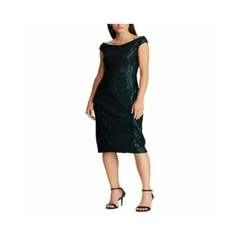 Ralph Lauren Women's Sleeveless Tea Length Body Con Formal Dress Green Size 12 sold by Zulily
