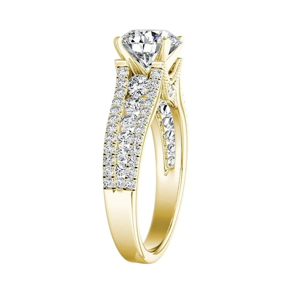 Auriya 14k Gold Vintage 2 1/2ct Moissanite and Diamond Engagement Ring 5/8ctw sold by Zulily product image thumbnail 5