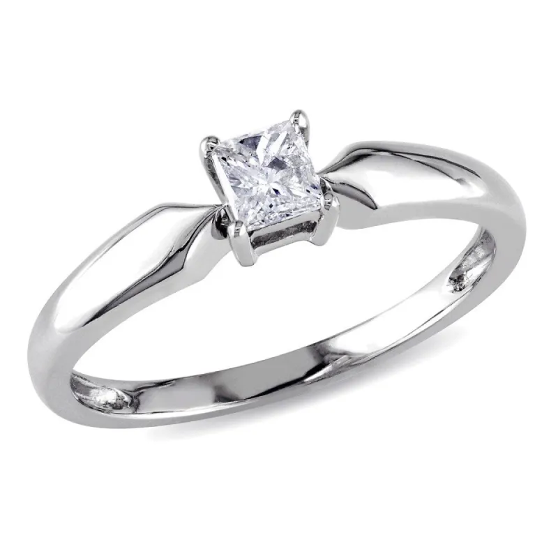 Miadora 10k White Gold 1/4ct TDW Princess-cut Diamond Solitaire Ring sold by Zulily