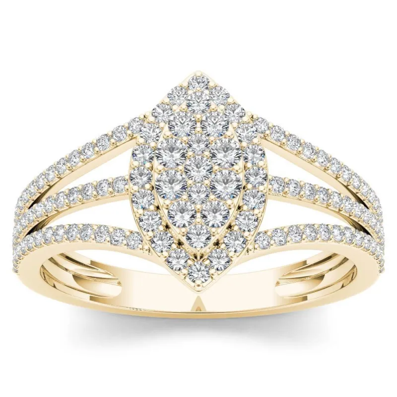 De Couer 10k Yellow Gold 1/2ct TDW Diamond Marquise-Framed Cluster Engagement Ring sold by Zulily