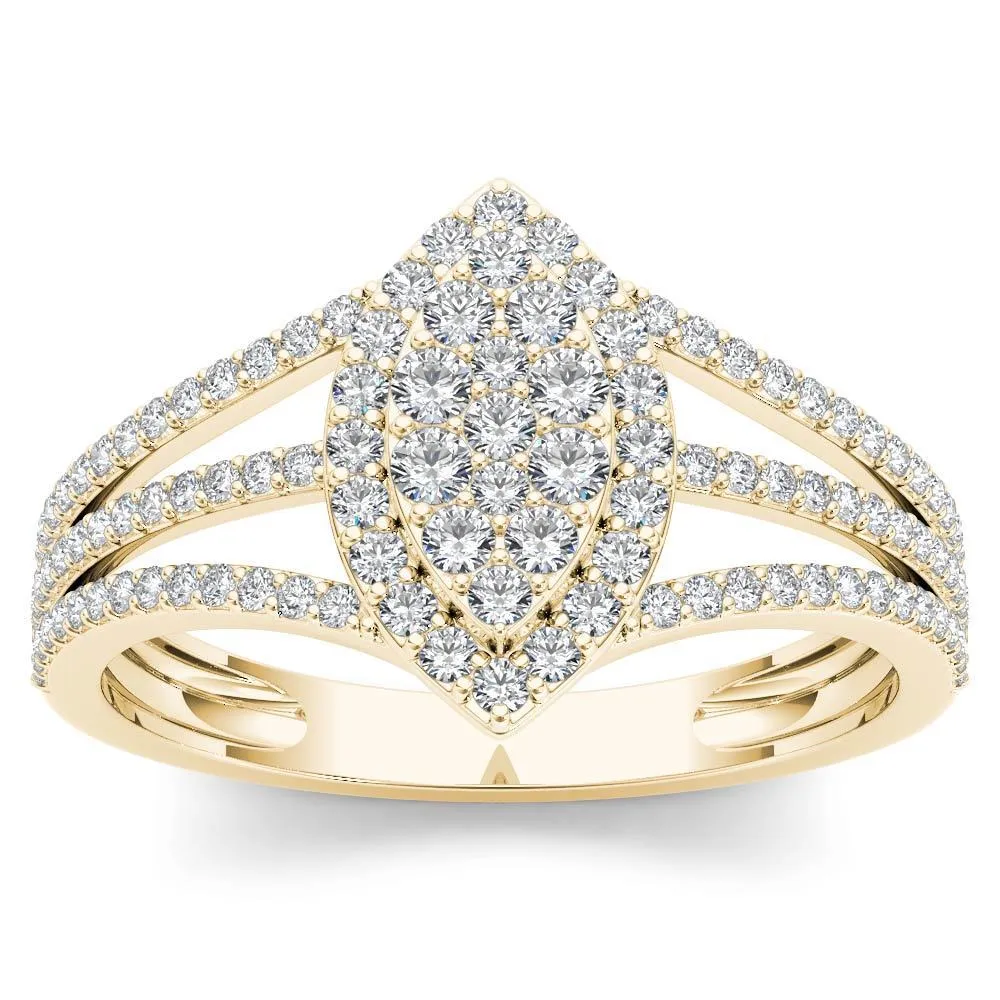 De Couer 10k Yellow Gold 1/2ct TDW Diamond Marquise-Framed Cluster Engagement Ring sold by Zulily