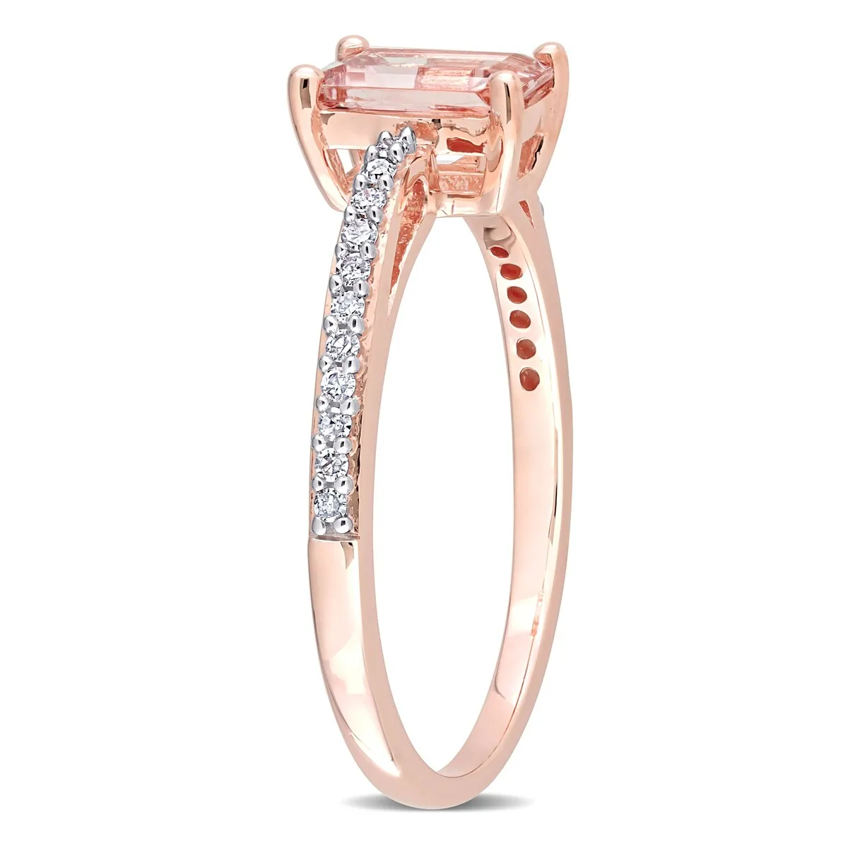 Miadora 10k Rose Gold Octagon-cut Morganite and 1/10ct TDW Diamond Ring sold by Zulily product image thumbnail 3