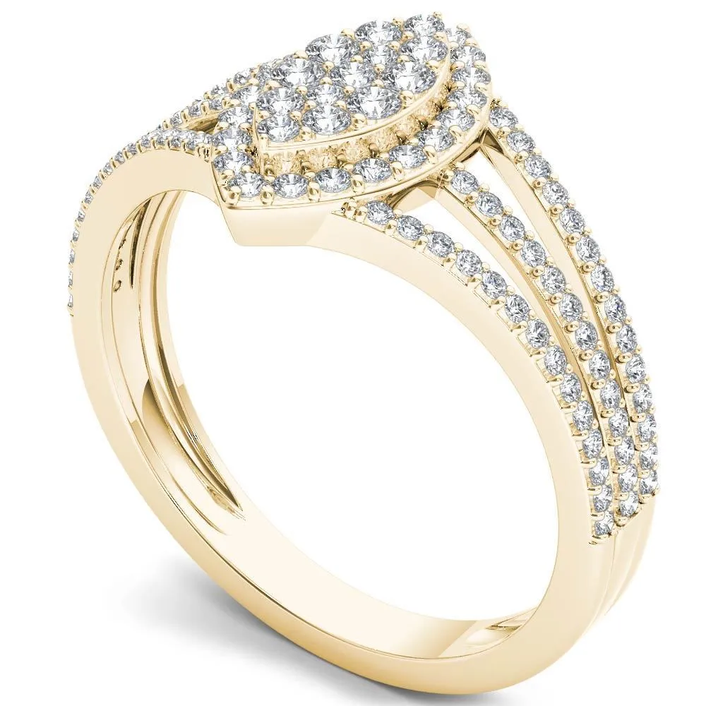 De Couer 10k Yellow Gold 1/2ct TDW Diamond Marquise-Framed Cluster Engagement Ring sold by Zulily product image thumbnail 2