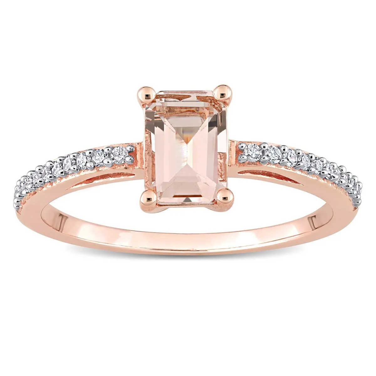 Miadora 10k Rose Gold Octagon-cut Morganite and 1/10ct TDW Diamond Ring sold by Zulily product image thumbnail 2