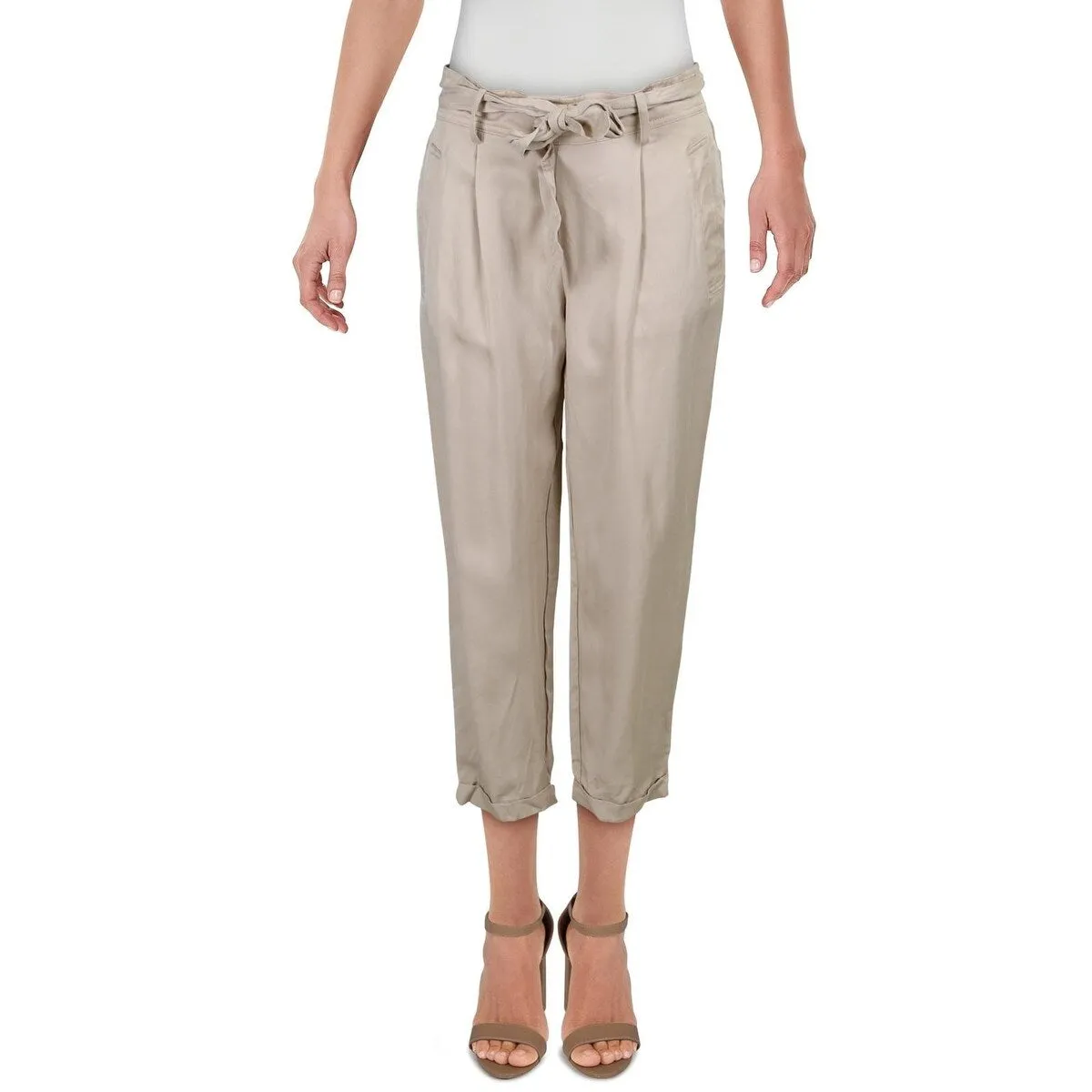 Maison Jules Women's Cropped Mid-Rise Paperbag Pants Beige Size X-Small sold by Zulily