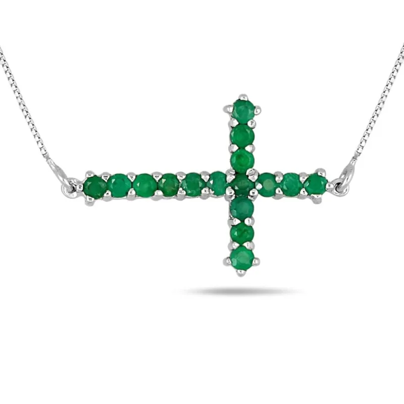 1.25 Carat Emerald Cross Pendant in .925 Sterling Silver sold by Zulily