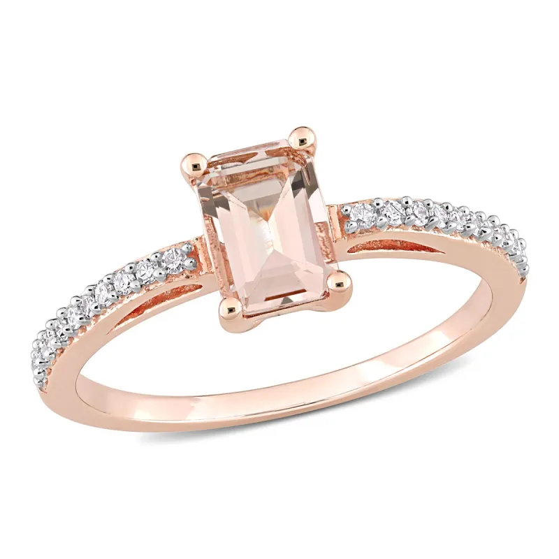 Miadora 10k Rose Gold Octagon-cut Morganite and 1/10ct TDW Diamond Ring sold by Zulily