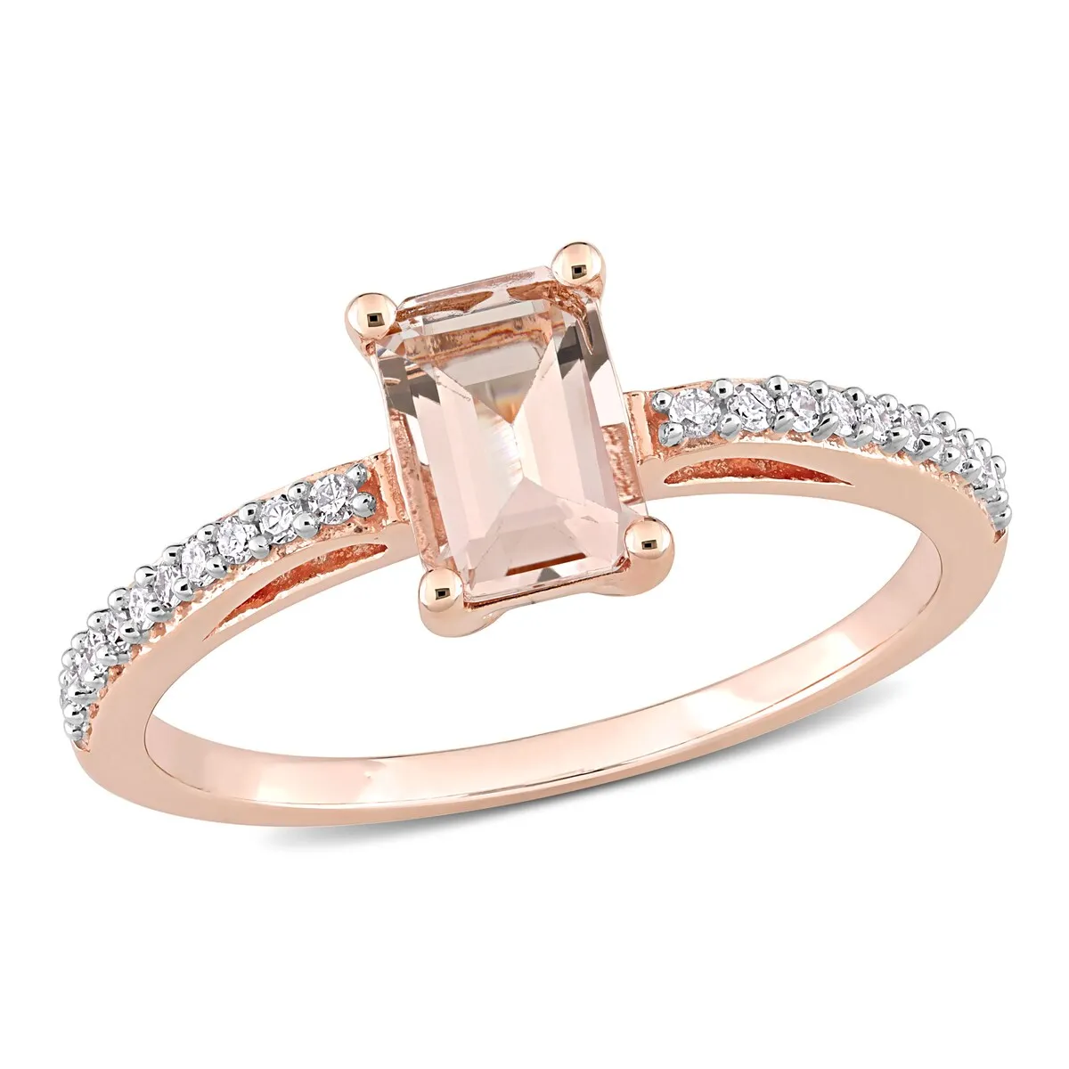 Miadora 10k Rose Gold Octagon-cut Morganite and 1/10ct TDW Diamond Ring sold by Zulily