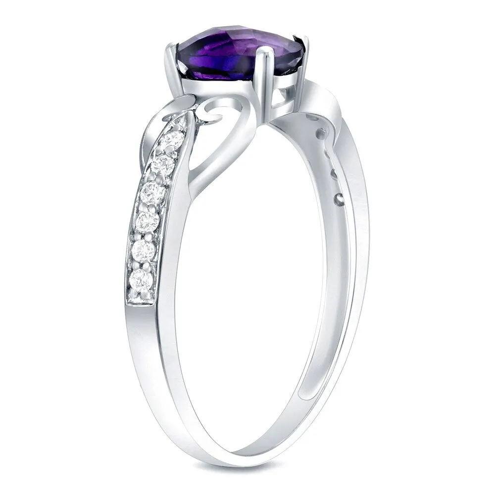 Auriya 14k White Gold 3/20ct TDW Amethyst and Diamond Fashion Ring (H-I, SI1-SI2) sold by Zulily product image thumbnail 2