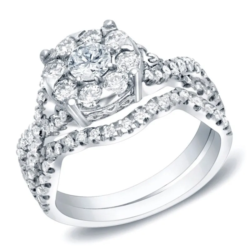 Auriya 14k Gold 1ctw Halo Infinity Diamond Engagement Ring Set sold by Zulily