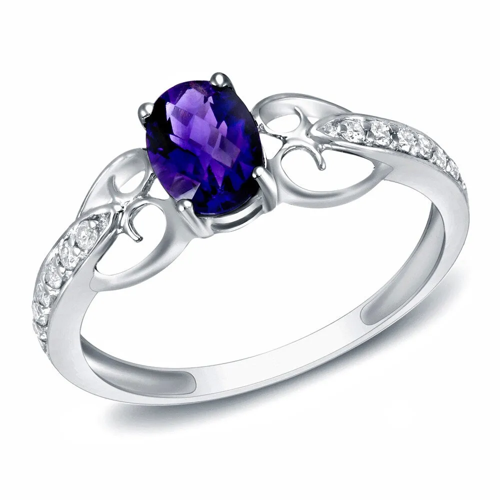 Auriya 14k White Gold 3/20ct TDW Amethyst and Diamond Fashion Ring (H-I, SI1-SI2) sold by Zulily