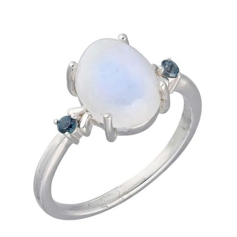 Rainbow Moonstone Sterling Silver Promise Ring sold by Zulily