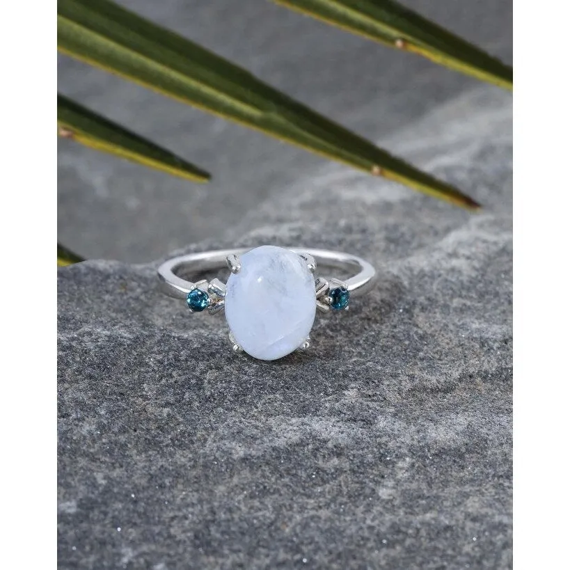 Rainbow Moonstone Sterling Silver Promise Ring sold by Zulily product image thumbnail 2