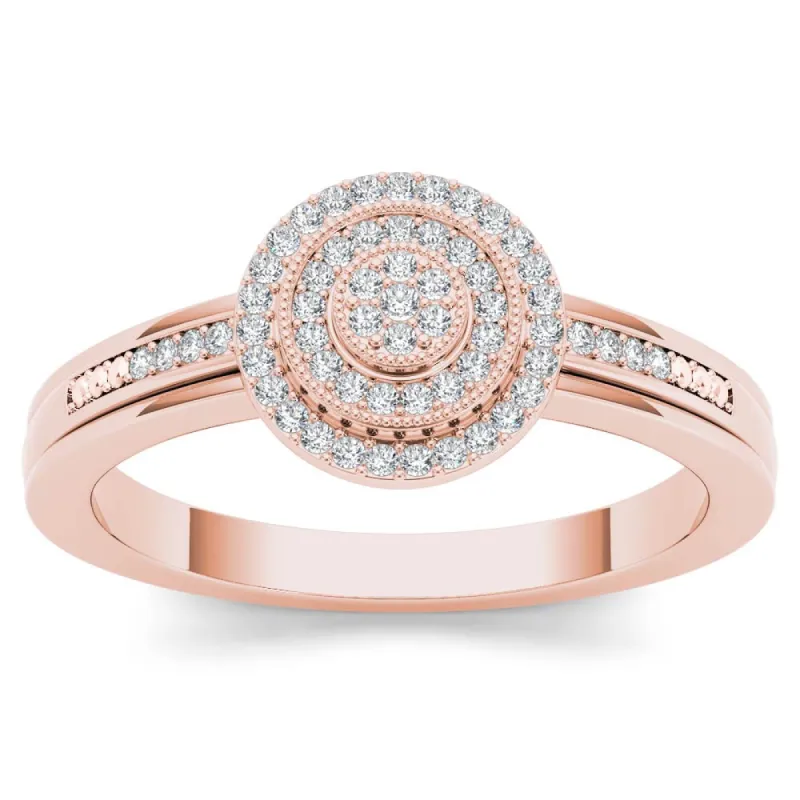 De Couer 10k Rose Gold 1/6ct TDW Diamond Halo Engagement Ring - Pink sold by Zulily