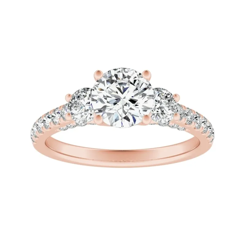 Auriya 3-Stone 1/2ct Round Moissanite and 7/8ct Diamond Engagement Ring 14K Gold sold by Zulily