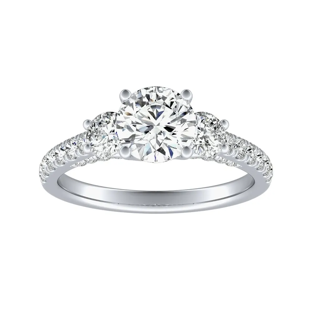 Auriya 3-Stone 1/2ct Round Moissanite and 7/8ct Diamond Engagement Ring 14K Gold sold by Zulily product image thumbnail 2