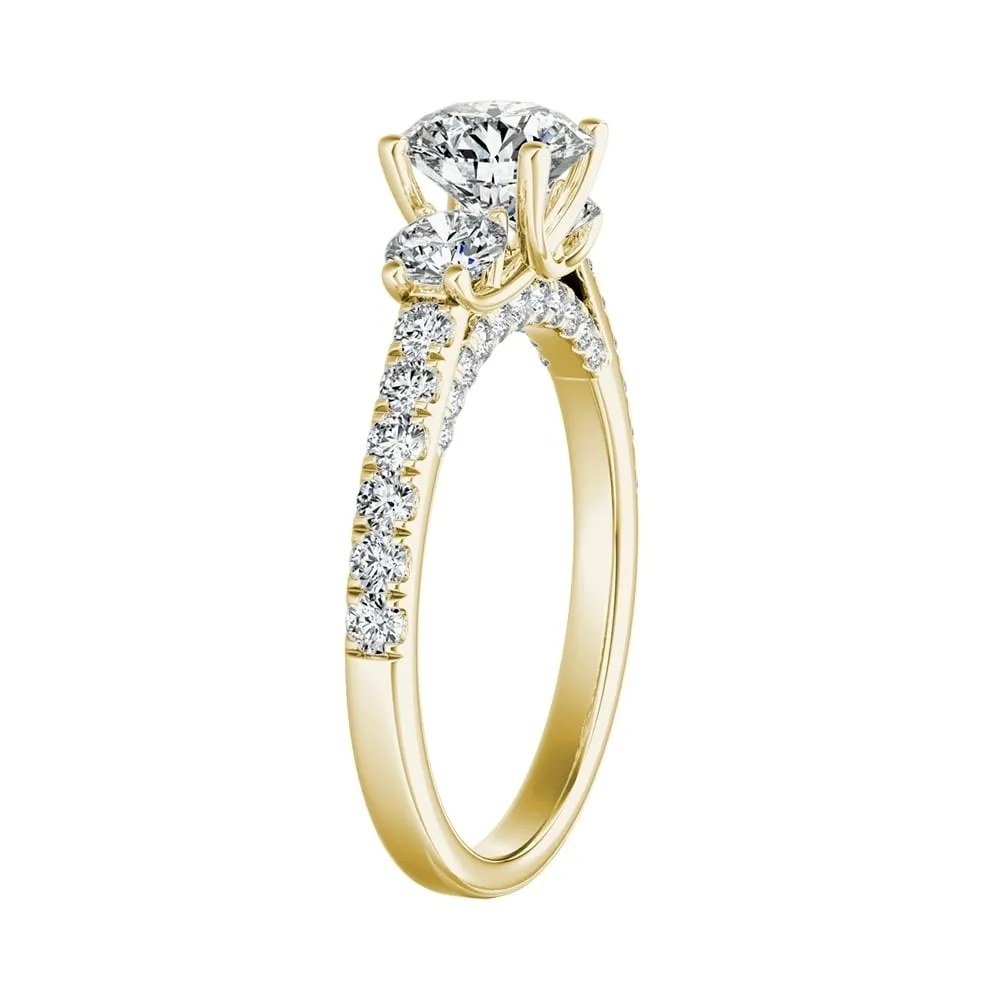 Auriya 3-Stone 1/2ct Round Moissanite and 7/8ct Diamond Engagement Ring 14K Gold sold by Zulily product image thumbnail 5