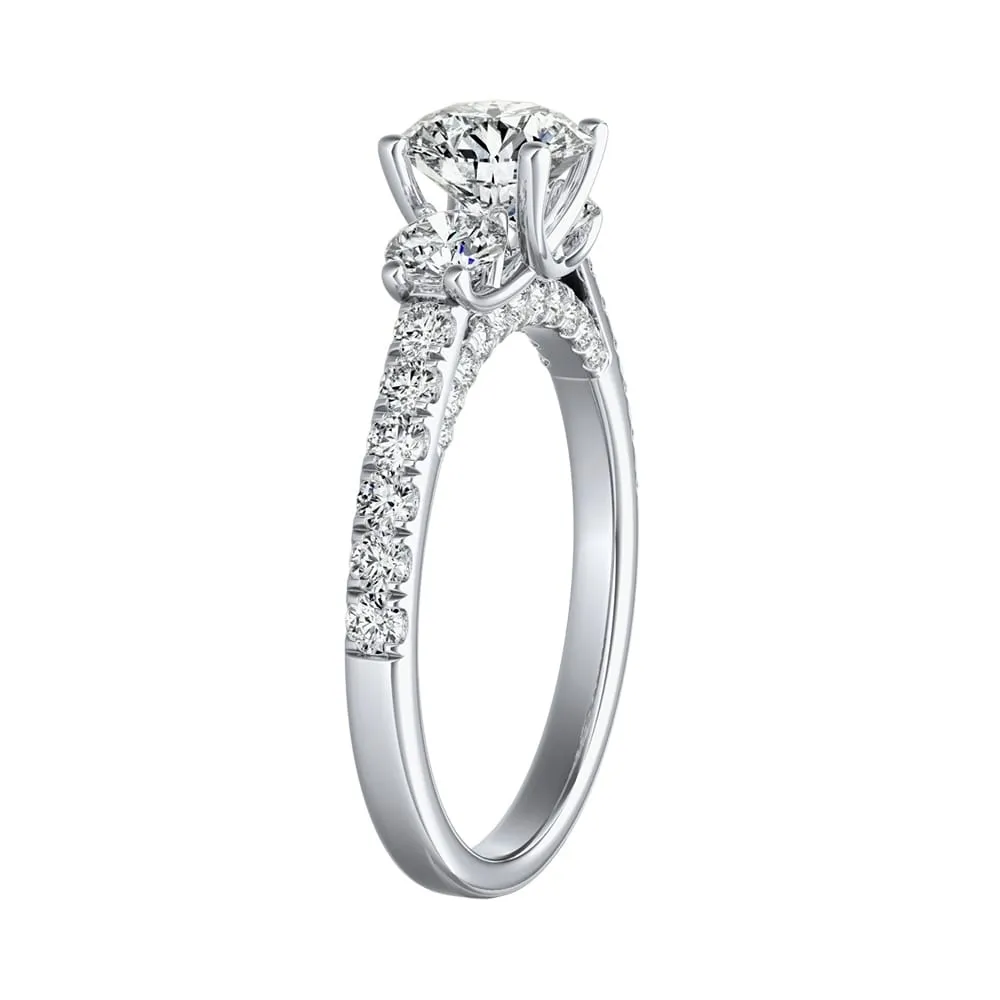 Auriya 3-Stone 1/2ct Round Moissanite and 7/8ct Diamond Engagement Ring 14K Gold sold by Zulily product image thumbnail 4