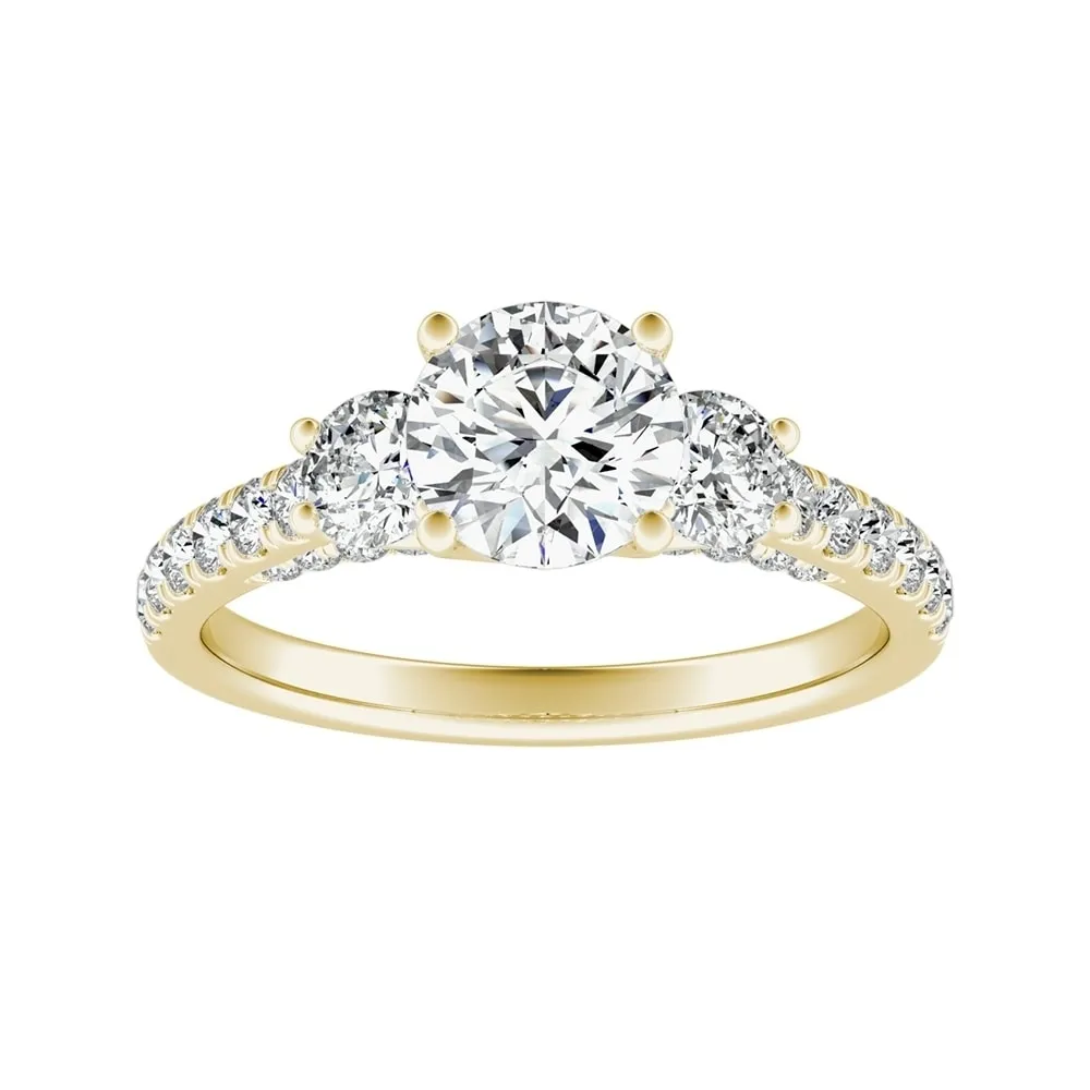 Auriya 3-Stone 1/2ct Round Moissanite and 7/8ct Diamond Engagement Ring 14K Gold sold by Zulily product image thumbnail 3