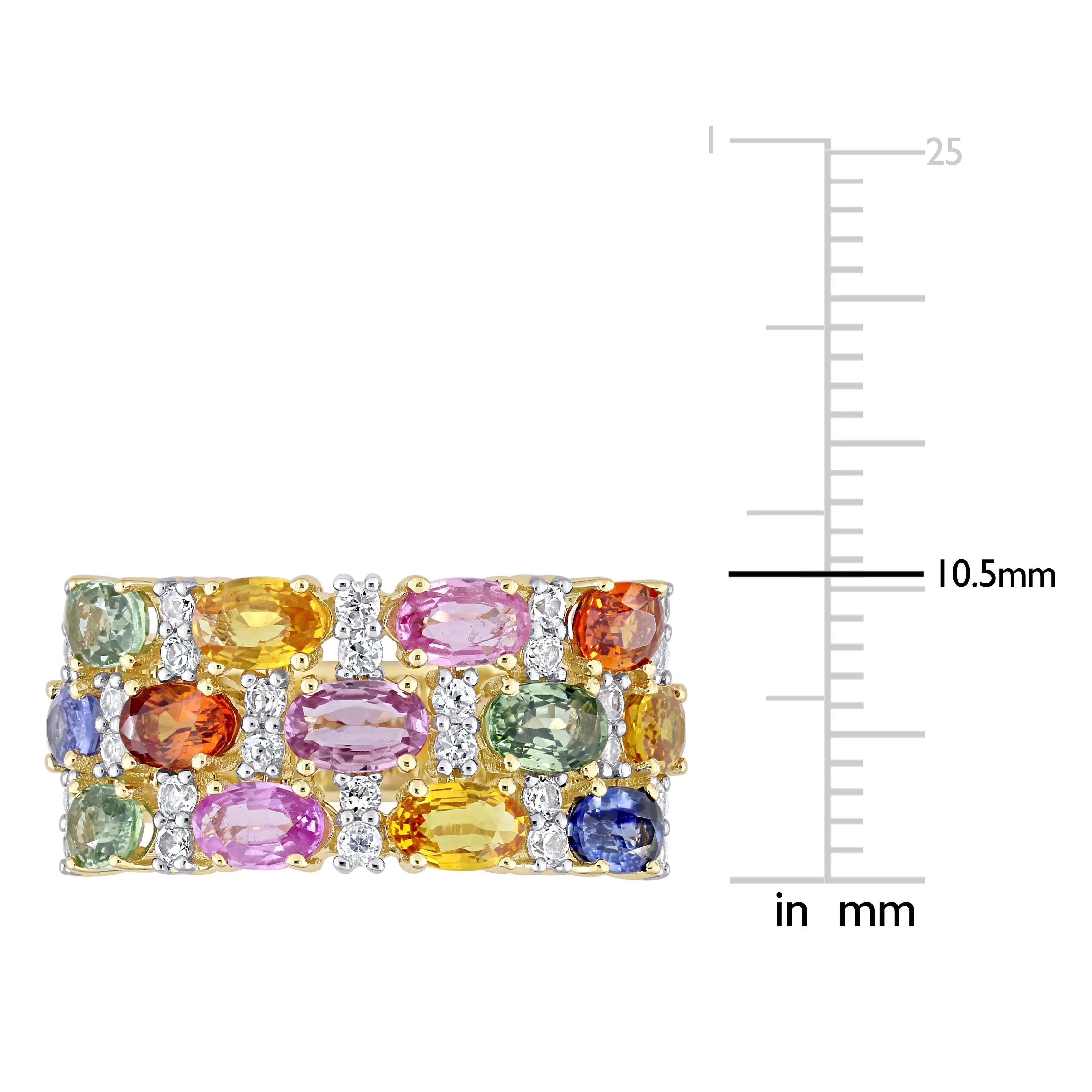 Miadora 4 1/3ct TGW Multi-Color Sapphire Triple Row Ring in 14k Yellow Gold sold by Zulily product image thumbnail 3