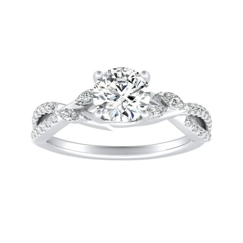 Auriya Infinity Round 1/2ct Moissanite and 1/8ctw Diamond Engagement Ring 14K Gold sold by Zulily