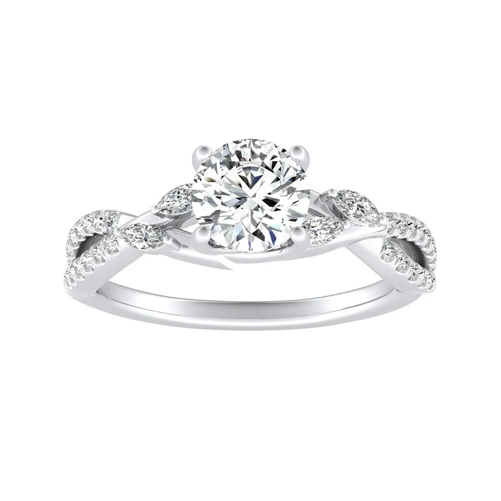 Auriya Infinity Round 1/2ct Moissanite and 1/8ctw Diamond Engagement Ring 14K Gold sold by Zulily