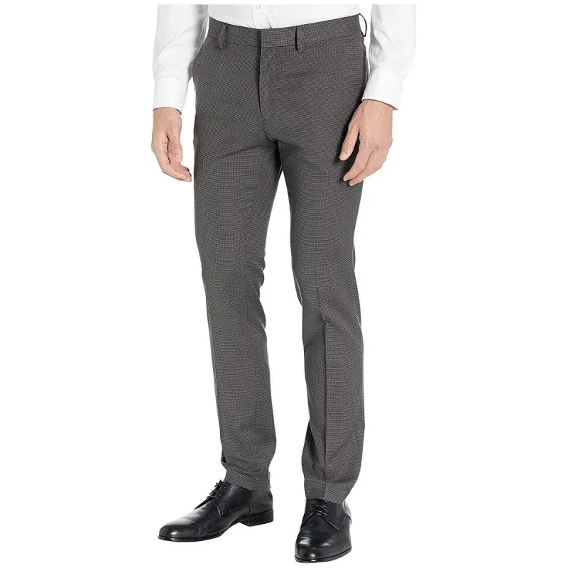 Kenneth Cole Reaction Men's Stretch Micro Check Houndstooth Skinny Fit Flat Front Dress Pants Gray Size 34X32 made by Kenneth Cole Reaction