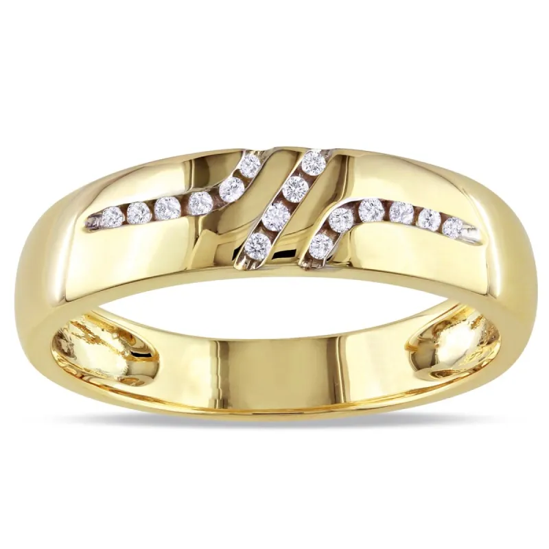 Miadora 10k Yellow Gold Men's 1/10ct TDW Diamond Wedding Band Ring sold by Zulily