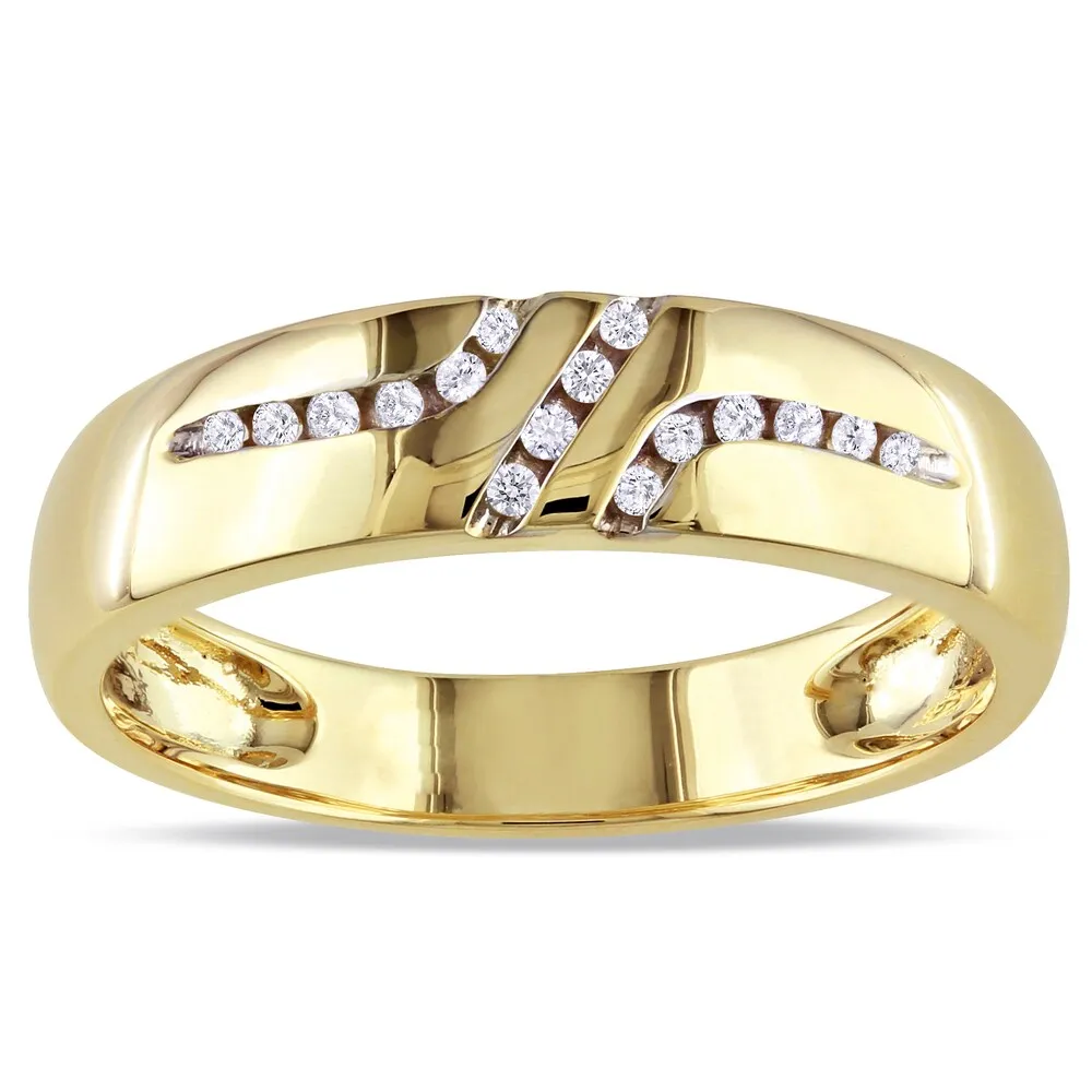 Miadora 10k Yellow Gold Men's 1/10ct TDW Diamond Wedding Band Ring sold by Zulily