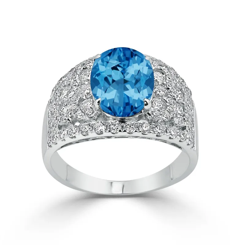 Auriya 3 1/5ct Oval Blue Topaz and Diamond Ring 1 1/3ctw 18K Gold sold by Zulily