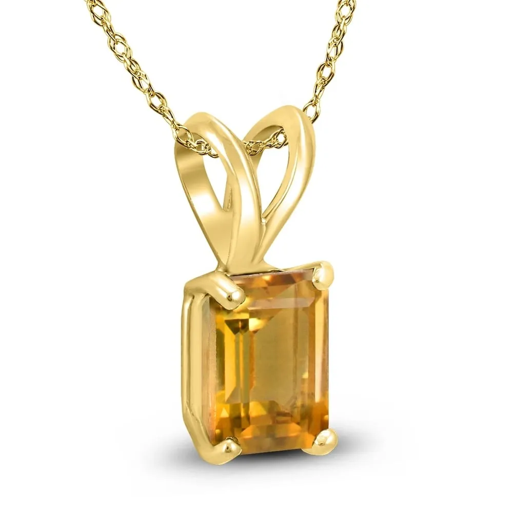 14K Yellow Gold 8x6MM Emerald Shaped Citrine Pendant sold by Zulily product image thumbnail 2