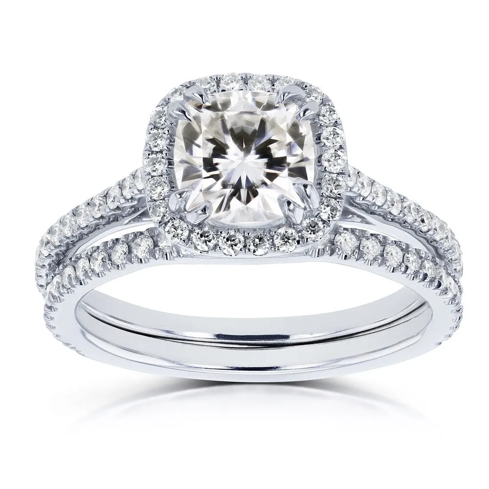 Annello by Kobelli 14k Gold 1 1/2ct TGW Moissanite and Lab Grown Diamond Halo Bridal Rings Set (HI/VS, DEF/VS) sold by Zulily product image thumbnail 5